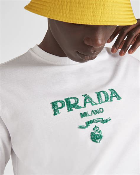 prada green white t-shirt|Prada white t shirt men.